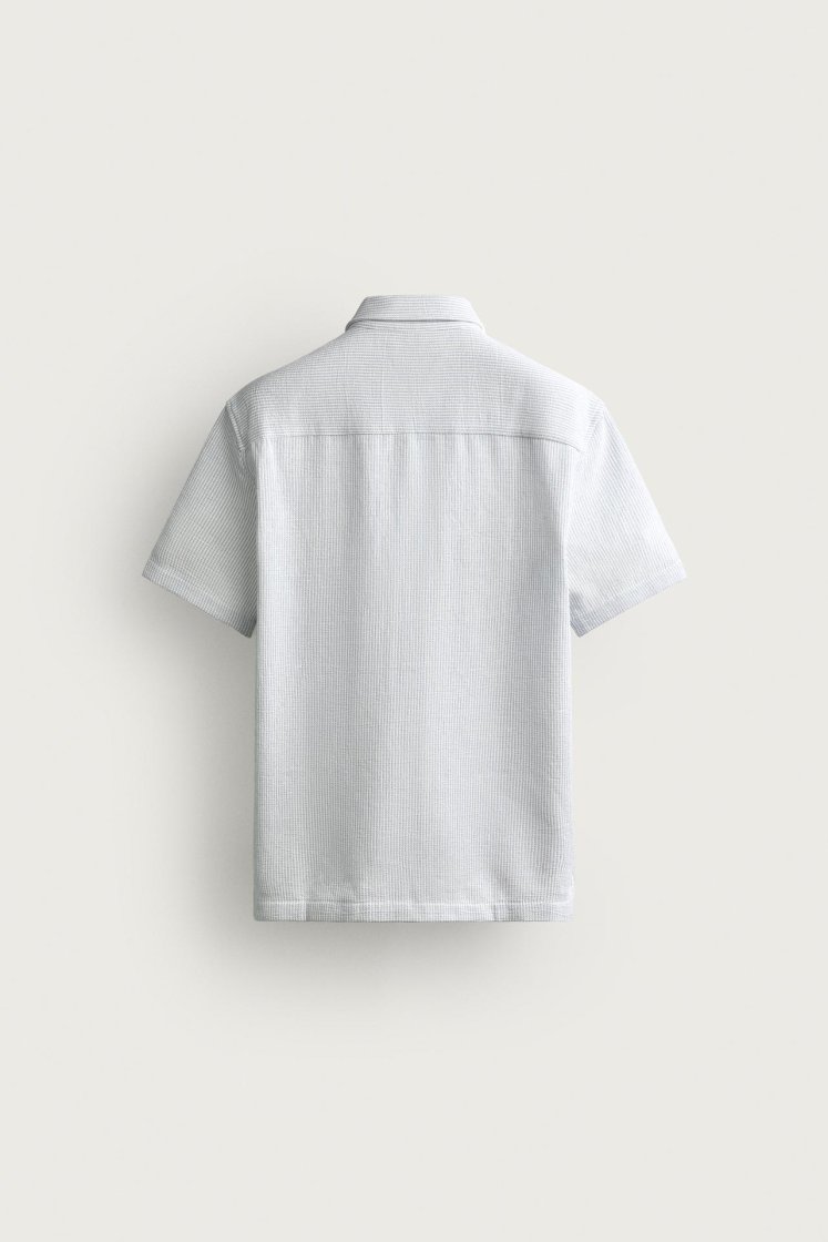 Zara Structured Comfort Shirt — Blanc / Bleu ciel