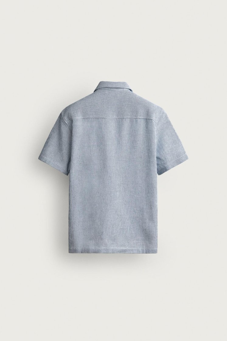 Zara Structured Comfort Shirt — Bleu marine / Blanc