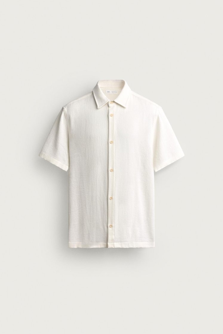 Zara Structured Comfort Shirt — Écru
