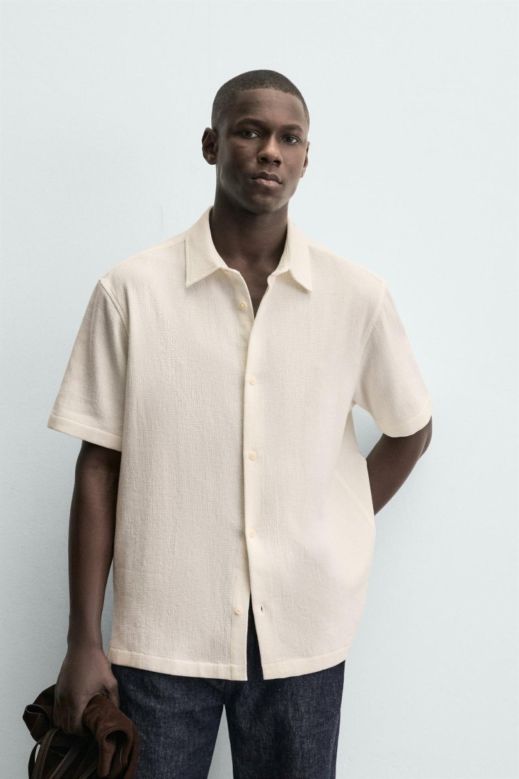 Zara Structured Comfort Shirt — Écru