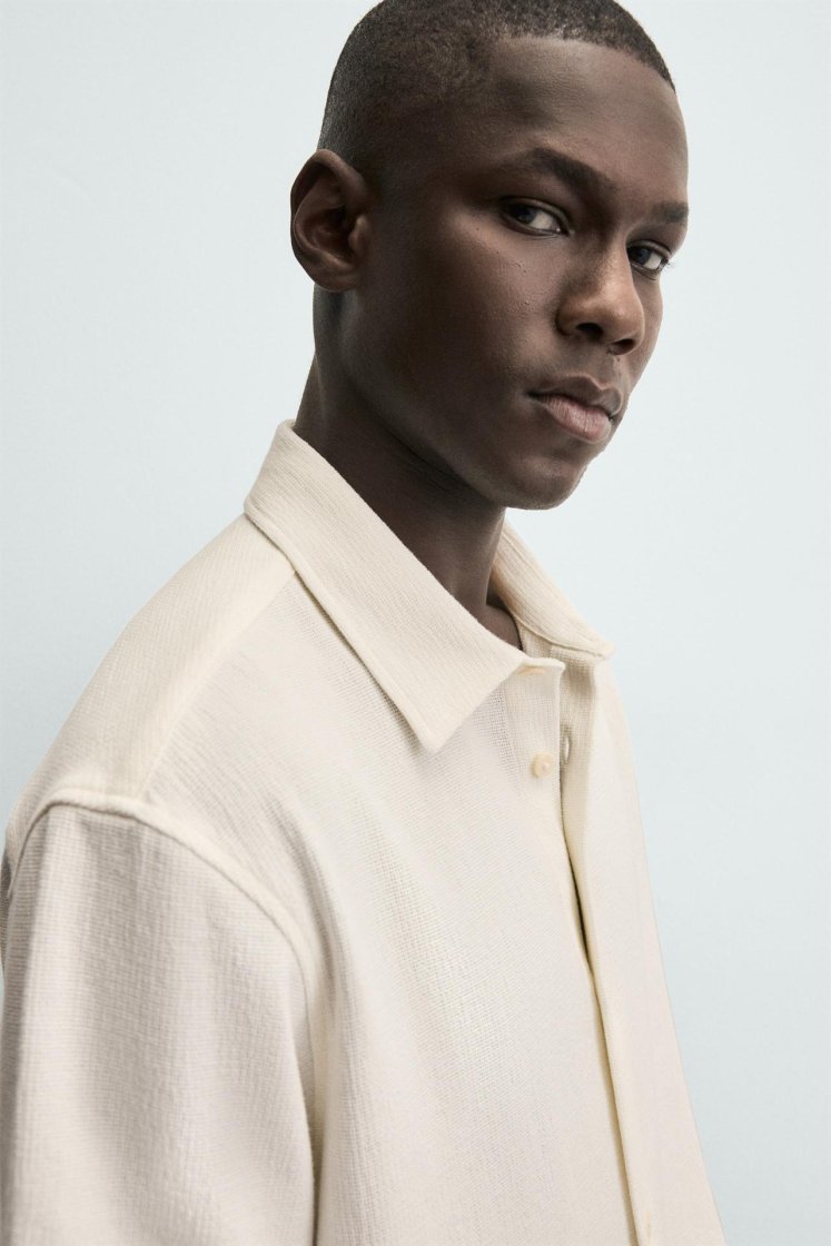 Zara Structured Comfort Shirt — Écru