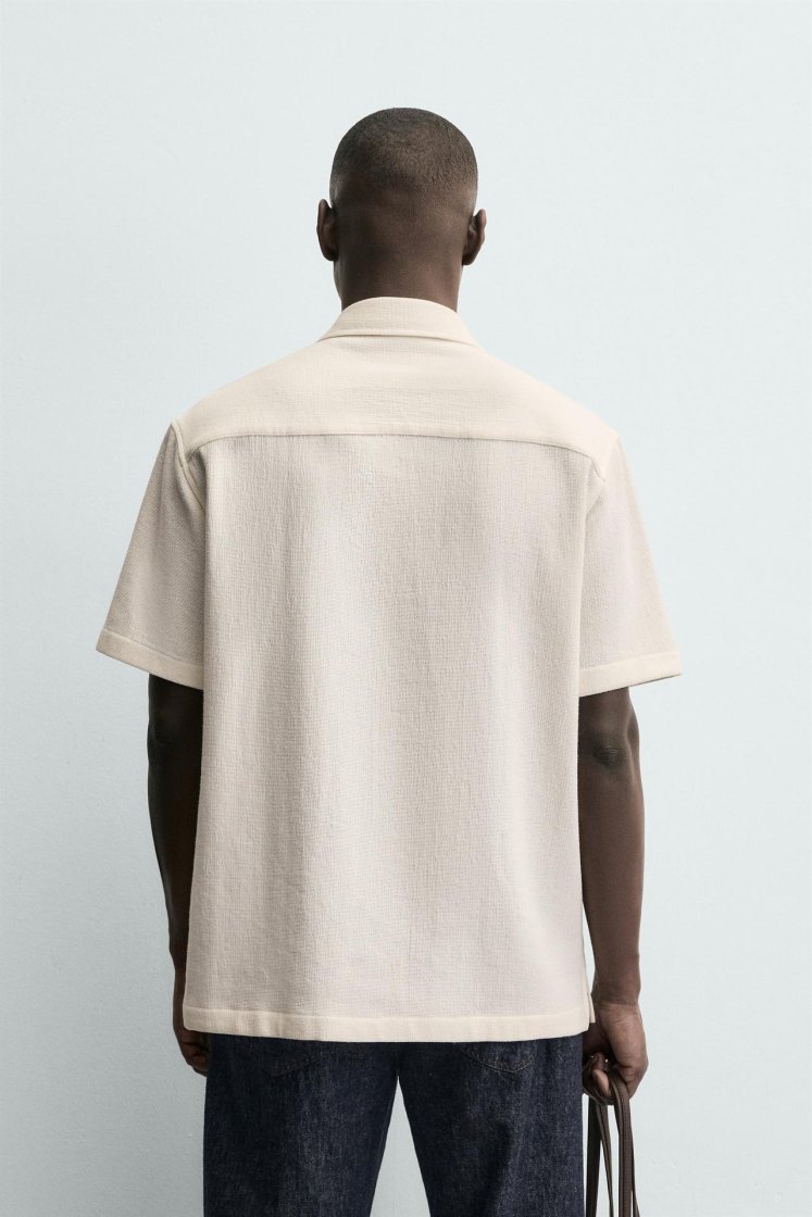 Zara Structured Comfort Shirt — Écru