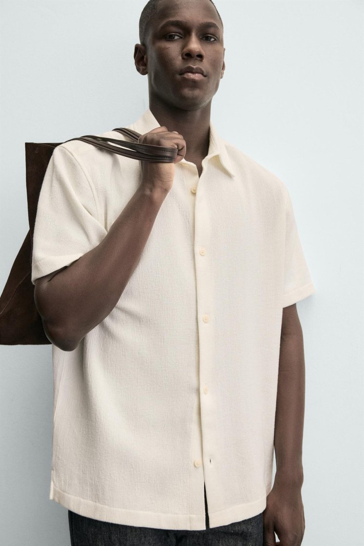 Zara Structured Comfort Shirt — Écru