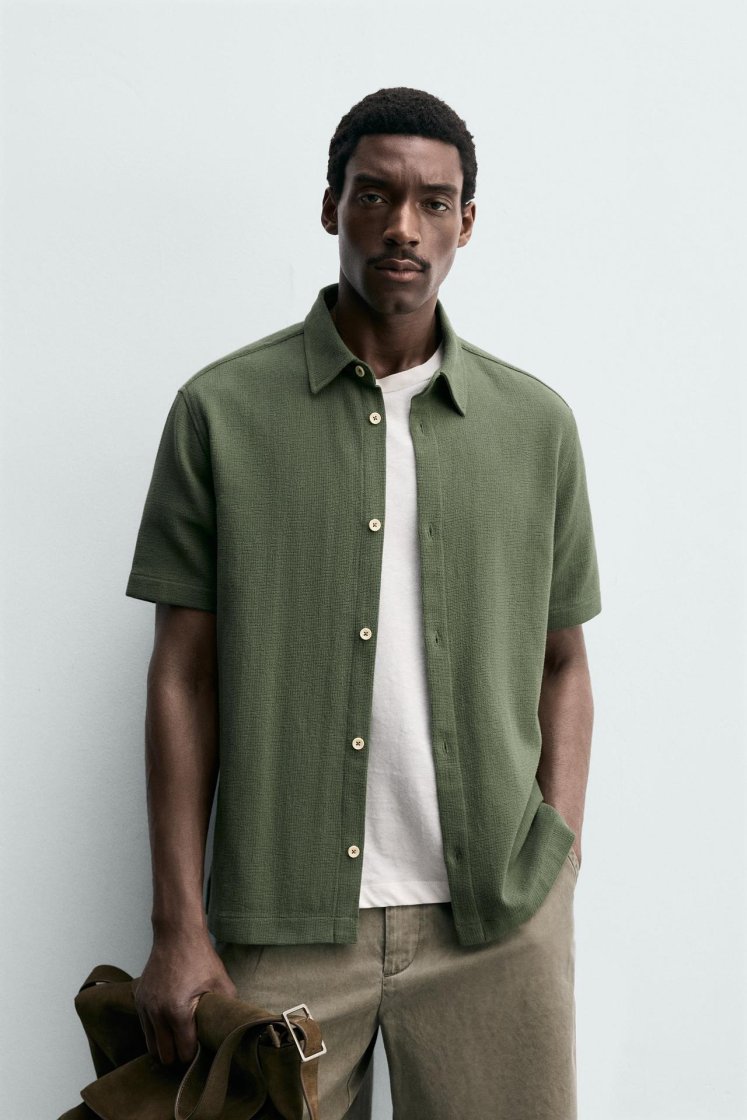 Zara Structured Comfort Shirt — Vert