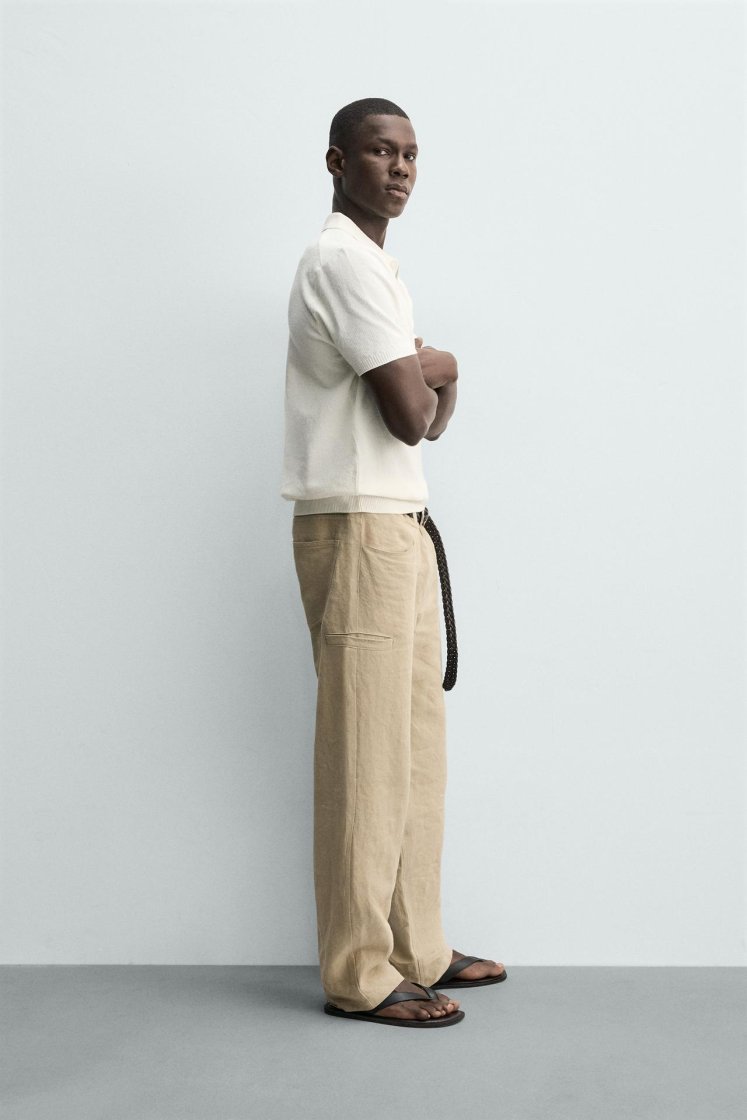 Zara Structured Knit Regular Polo — Blanc