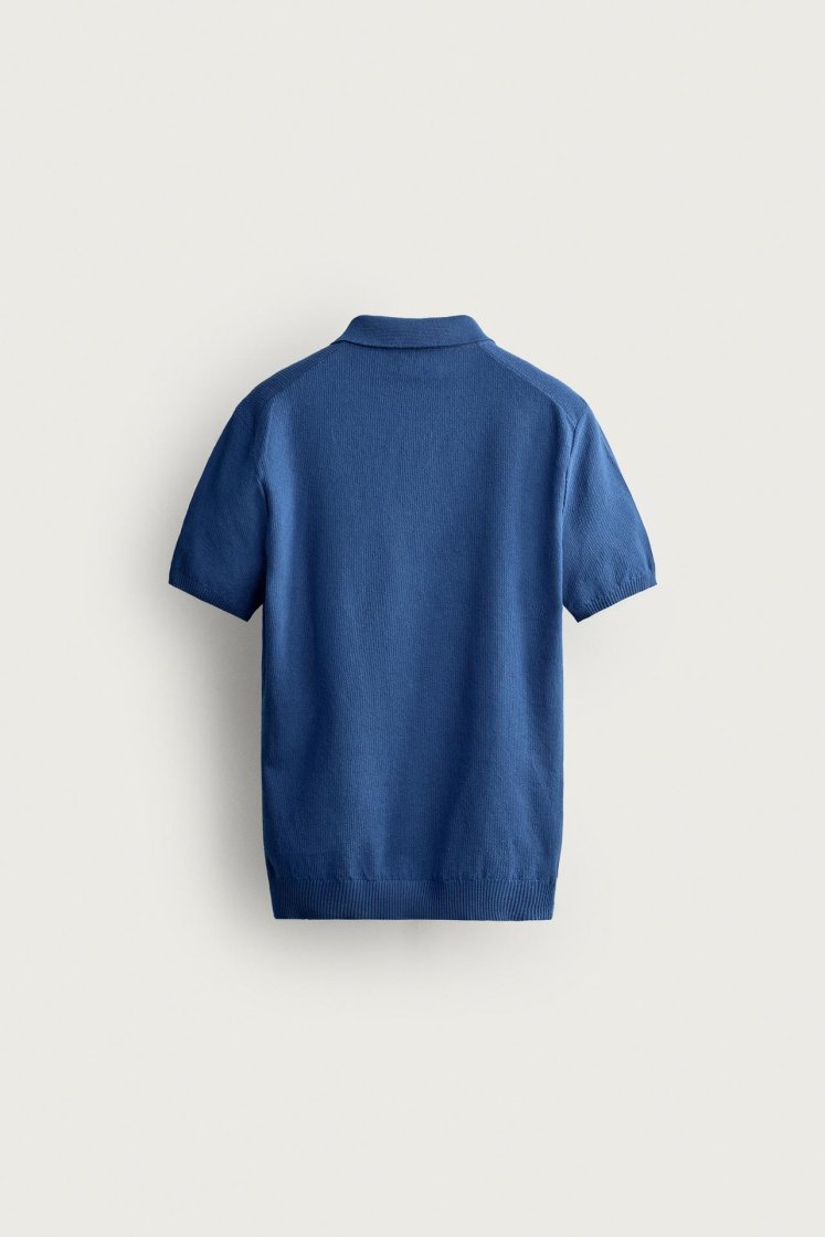 Zara Structured Knit Regular Polo — Bleu roi