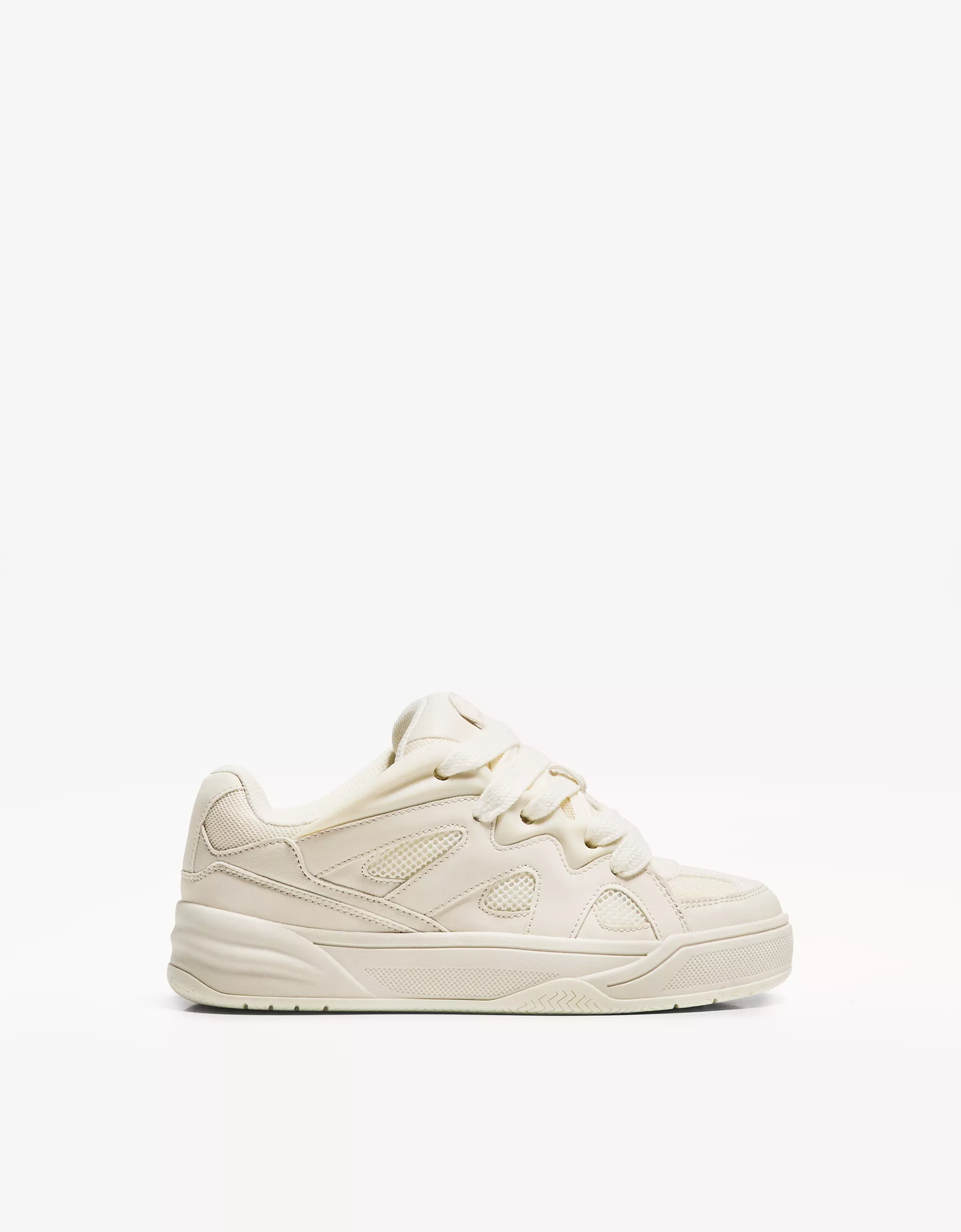 Bershka Skate Multi-Panel Sneakers — Off White