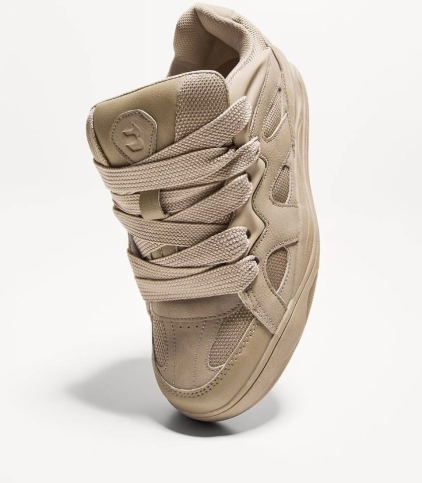 Bershka Skate Multi-Panel Sneakers — Beige