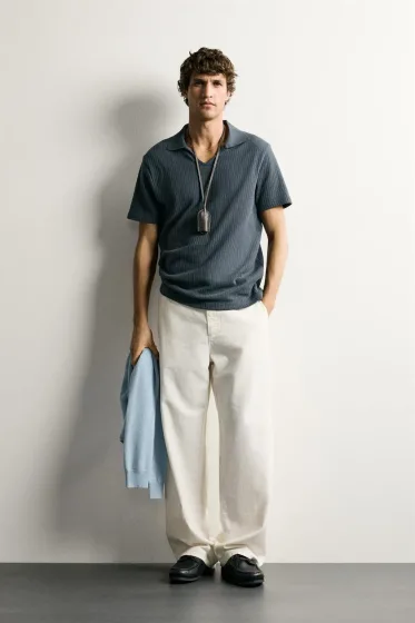 Polo Maille Ouverte Charbon