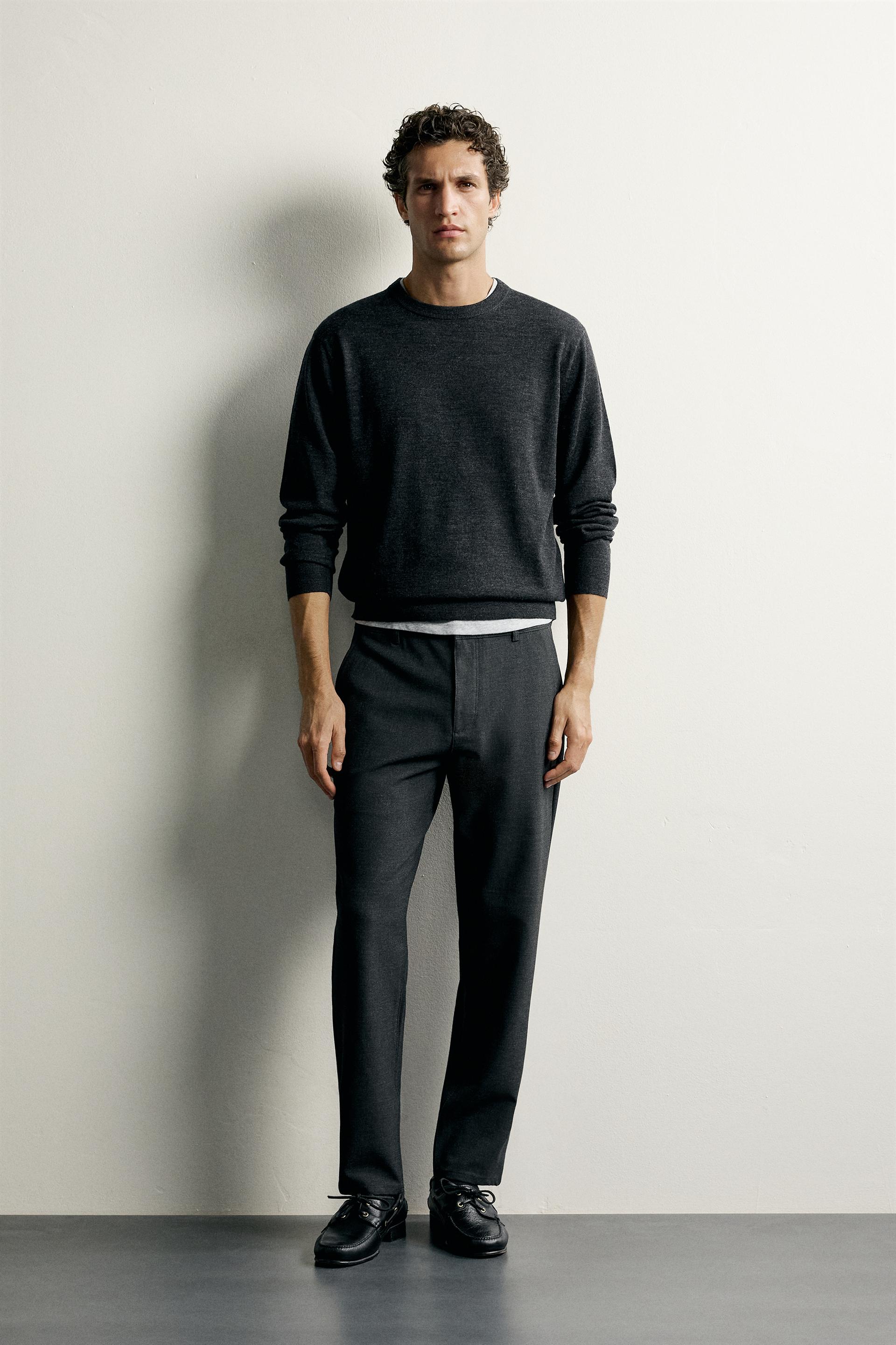 Zara Comfort Stretch Chino Trousers — Anthracite Grey