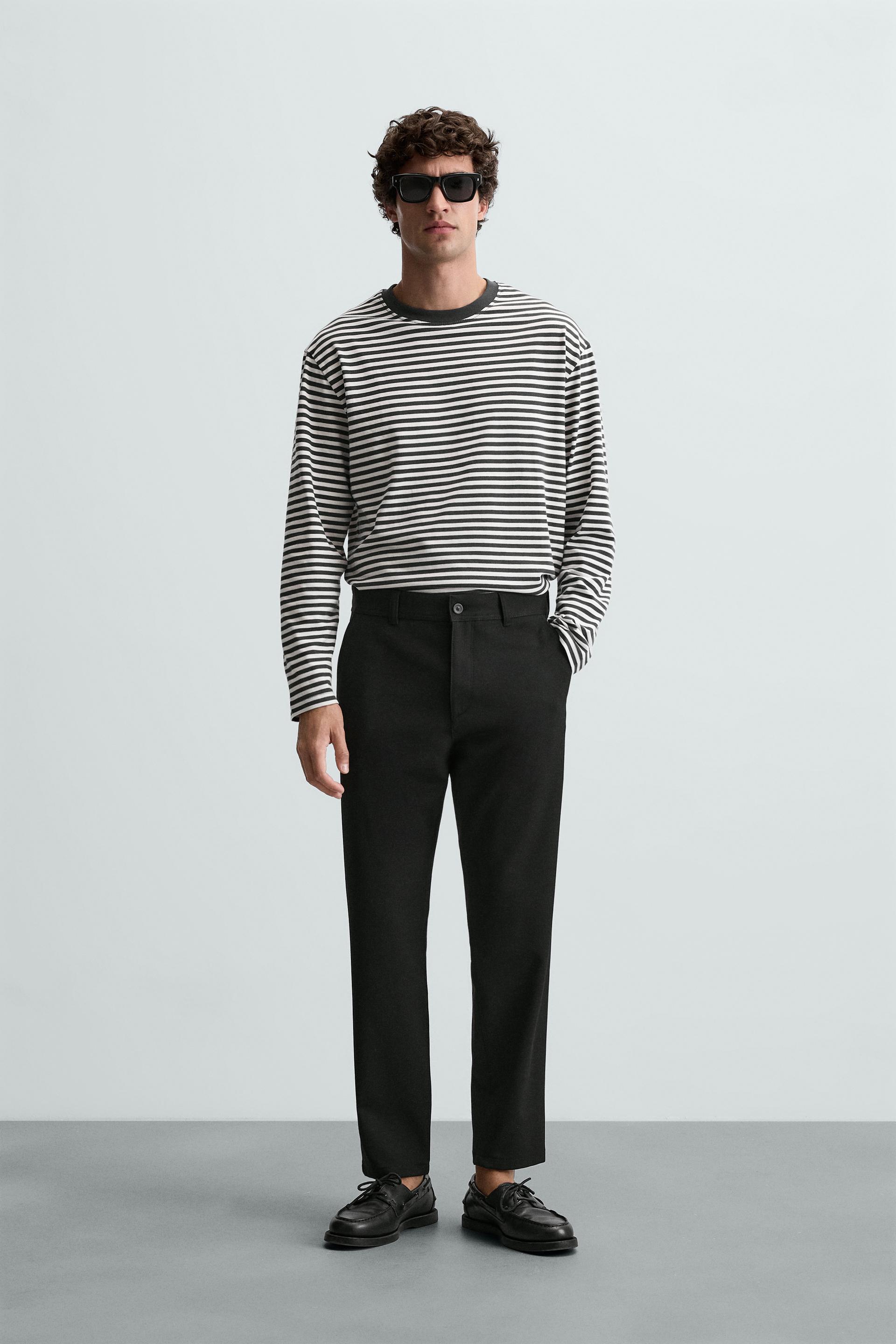 Zara Comfort Stretch Chino Trousers — Black