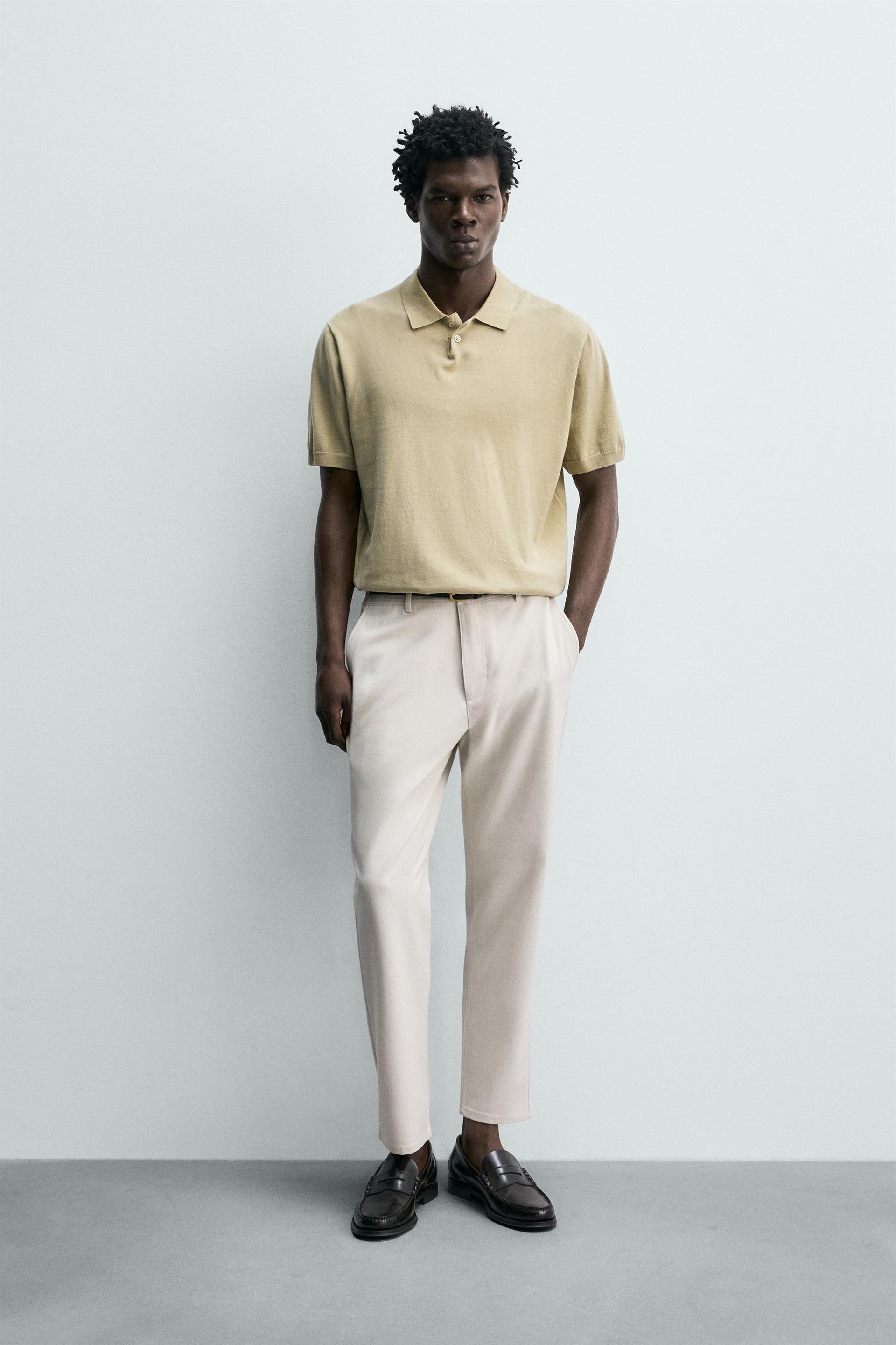 Zara Comfort Stretch Chino Trousers — Light beige