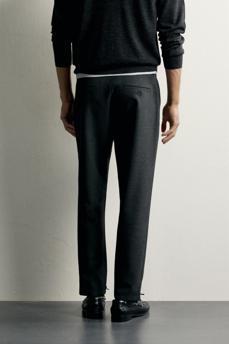 Zara Comfort Stretch Chino Trousers — Anthracite Grey