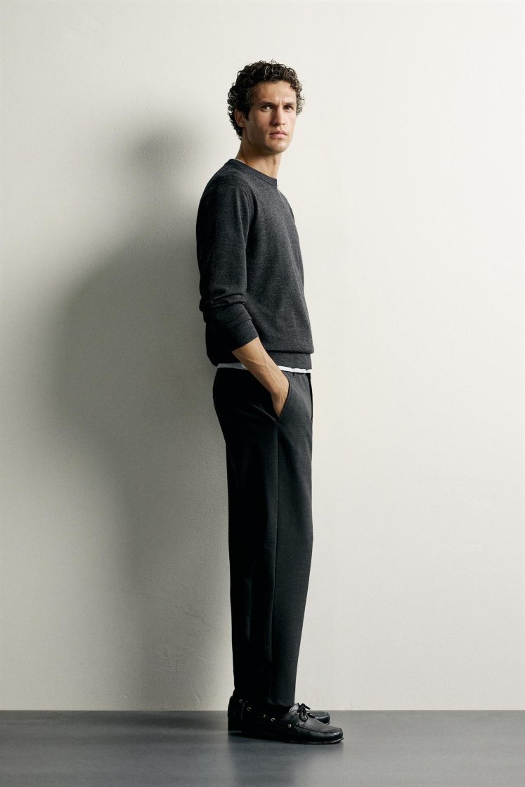 Zara Comfort Stretch Chino Trousers — Anthracite Grey