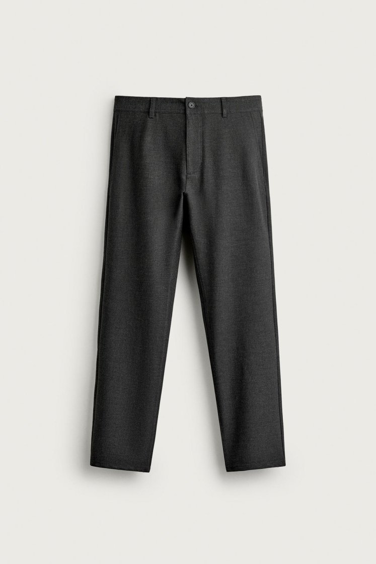 Zara Comfort Stretch Chino Trousers — Anthracite Grey