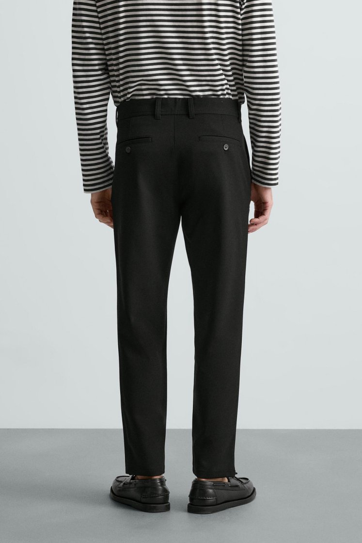Zara Comfort Stretch Chino Trousers — Black