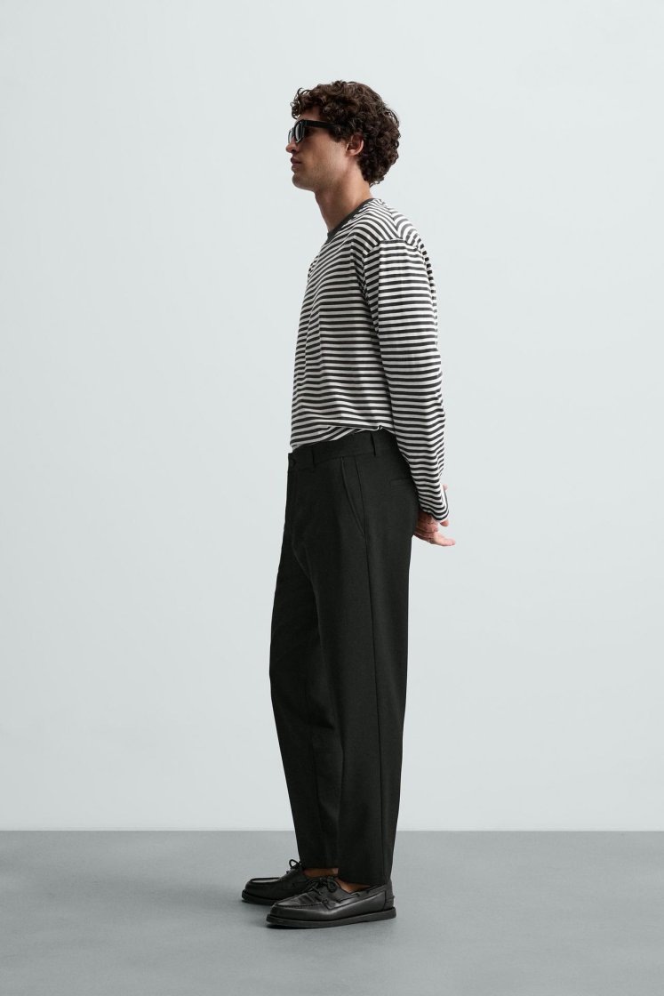 Zara Comfort Stretch Chino Trousers — Black