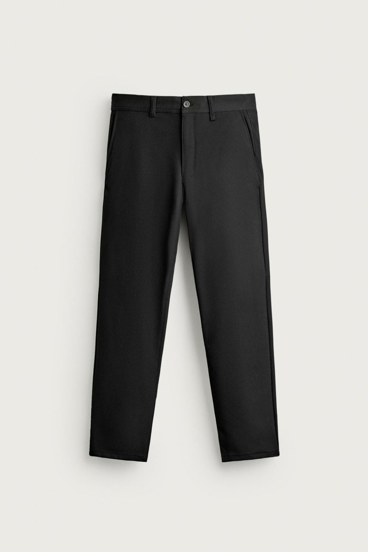 Zara Comfort Stretch Chino Trousers — Black