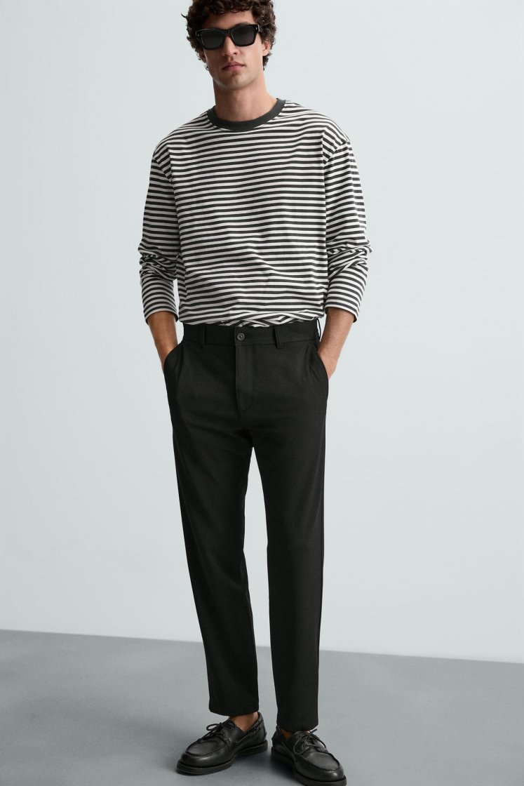 Zara Comfort Stretch Chino Trousers — Black