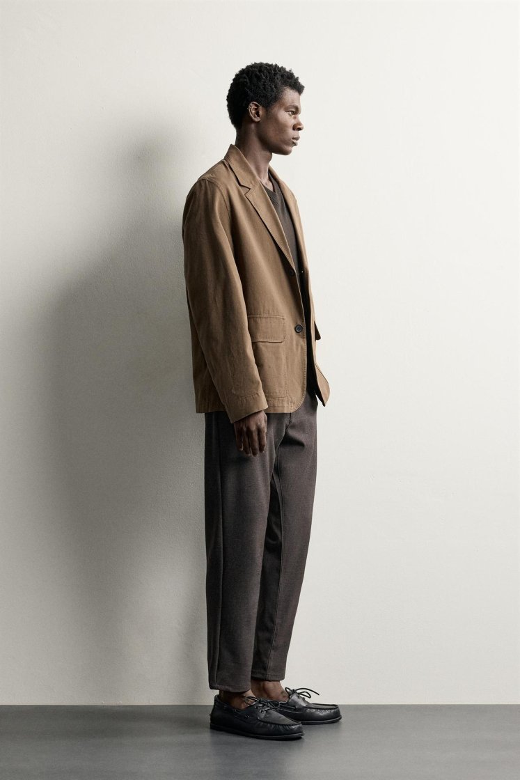 Zara Comfort Stretch Chino Trousers — Dark brown