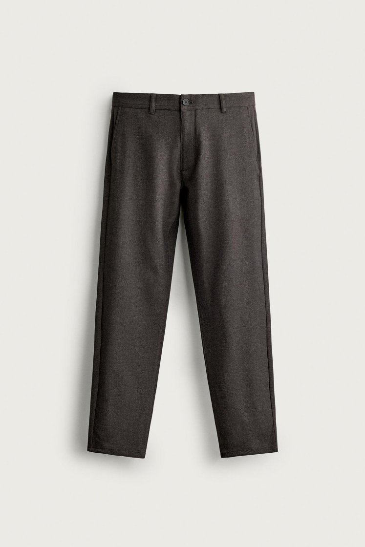 Zara Comfort Stretch Chino Trousers — Dark brown