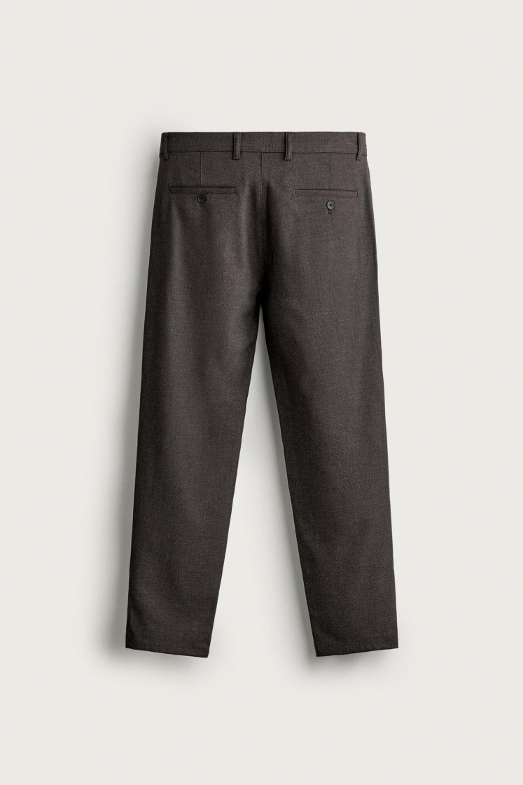 Zara Comfort Stretch Chino Trousers — Dark brown