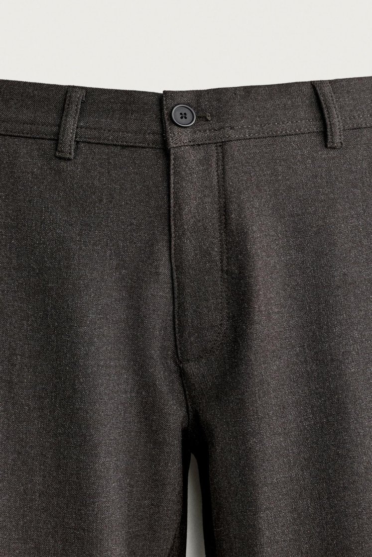 Zara Comfort Stretch Chino Trousers — Dark brown