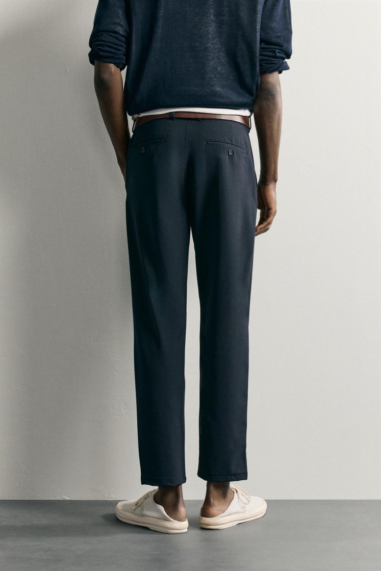 Zara Comfort Stretch Chino Trousers — Dark navy