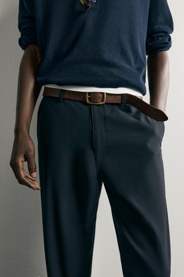 Zara Comfort Stretch Chino Trousers — Dark navy
