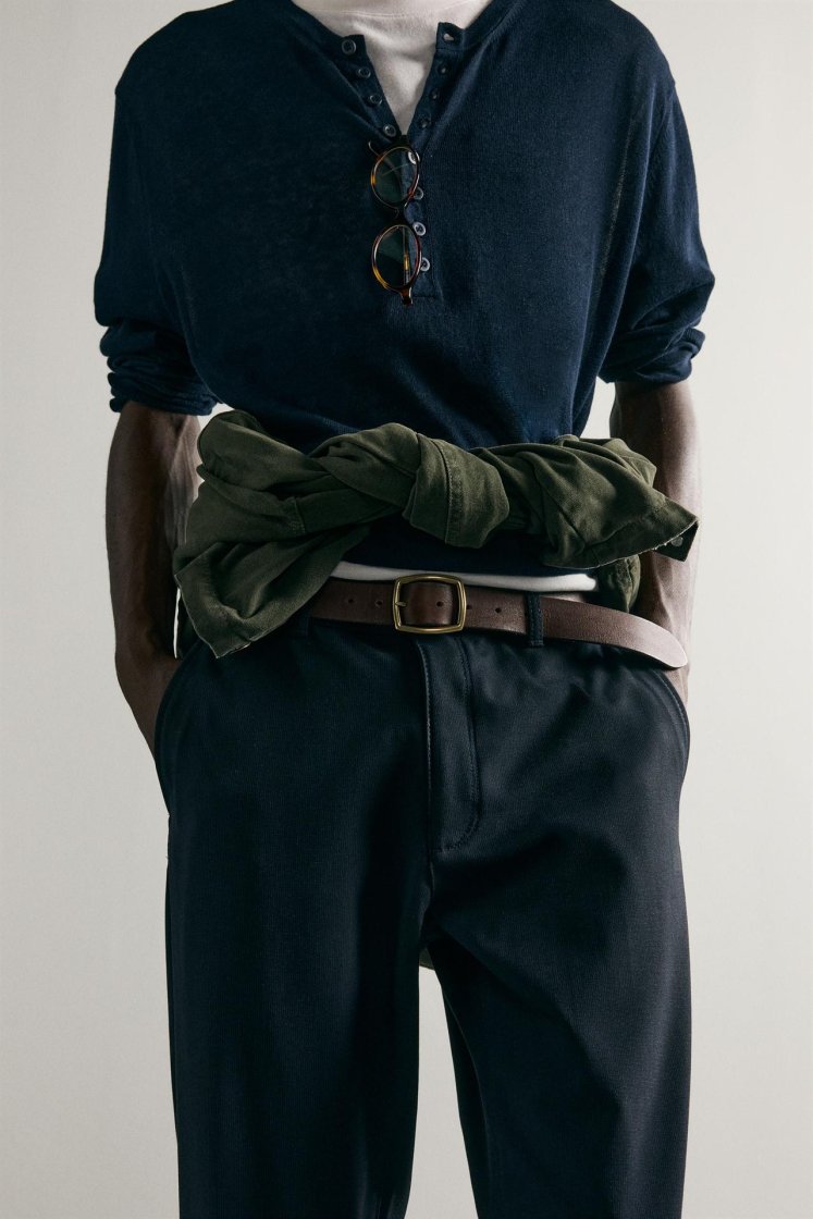 Zara Comfort Stretch Chino Trousers — Dark navy