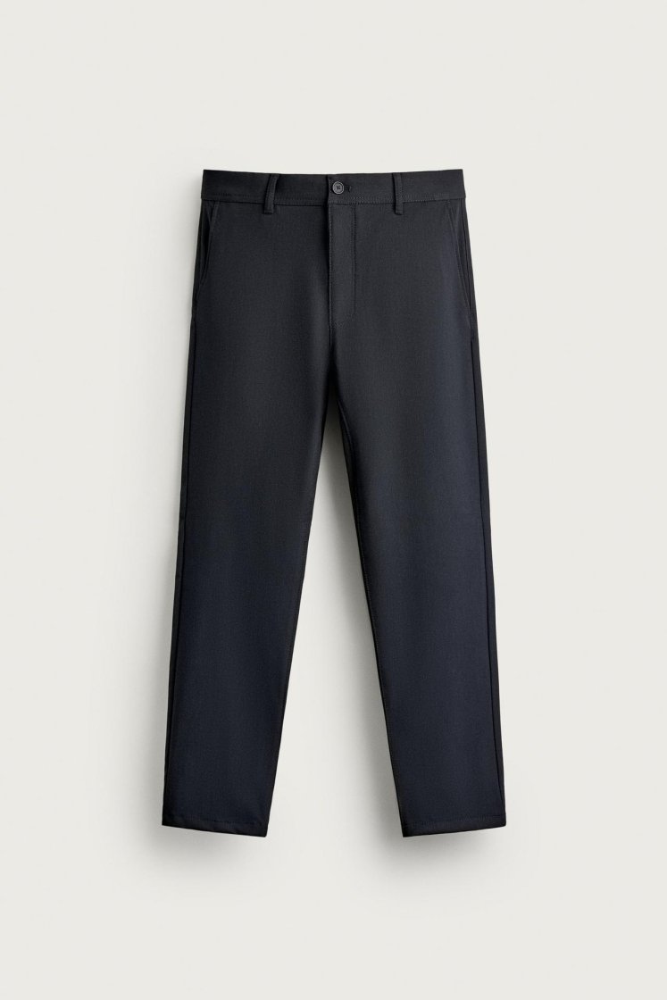 Zara Comfort Stretch Chino Trousers — Dark navy