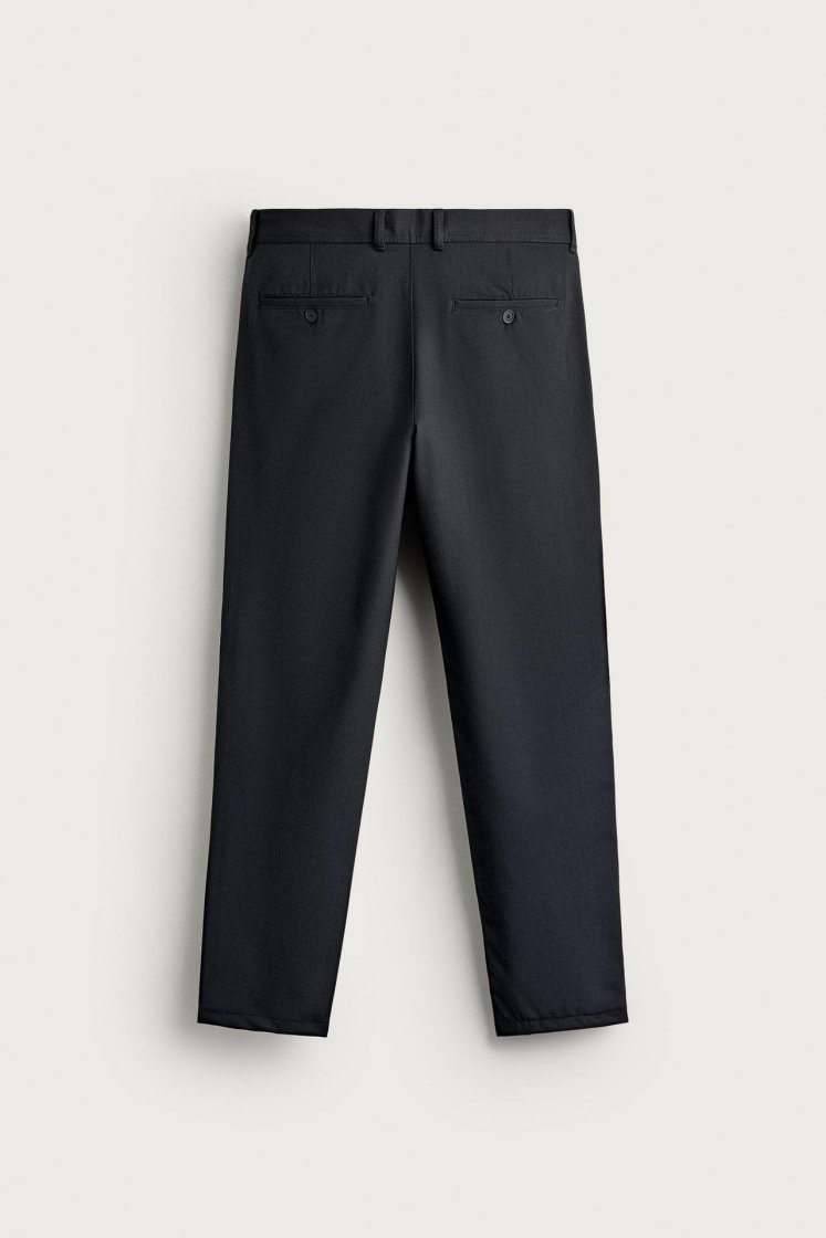 Zara Comfort Stretch Chino Trousers — Dark navy