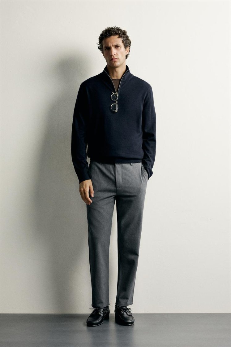 Zara Comfort Stretch Chino Trousers — Grey