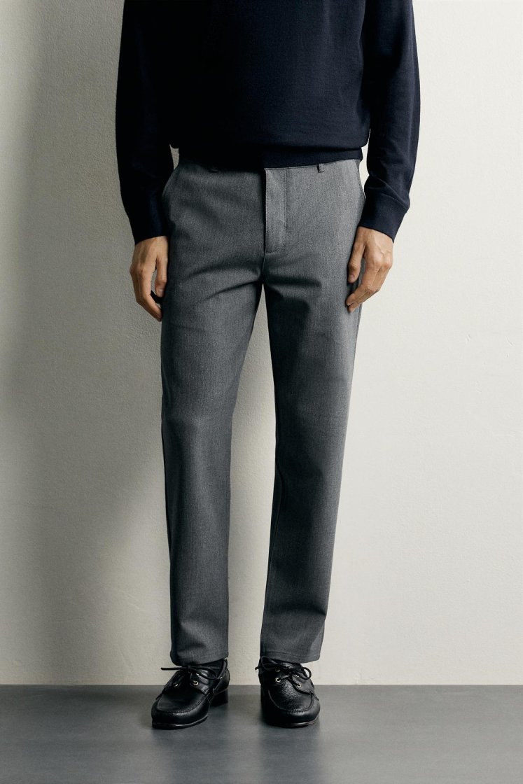 Zara Comfort Stretch Chino Trousers — Grey