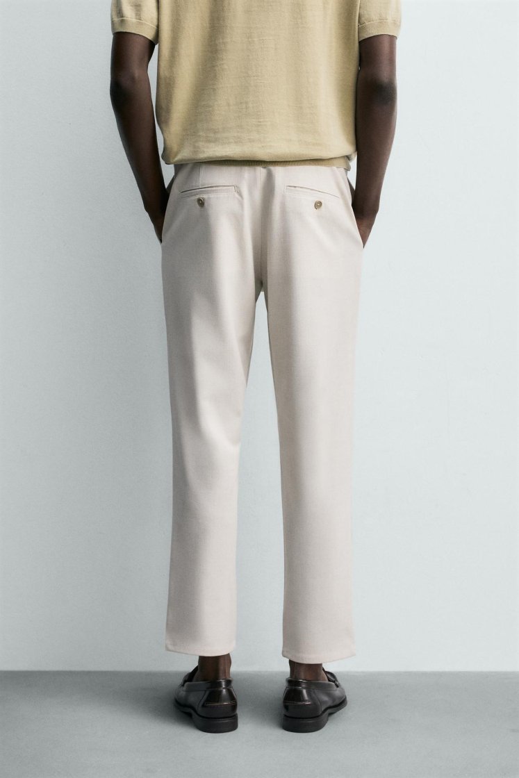 Zara Comfort Stretch Chino Trousers — Light beige