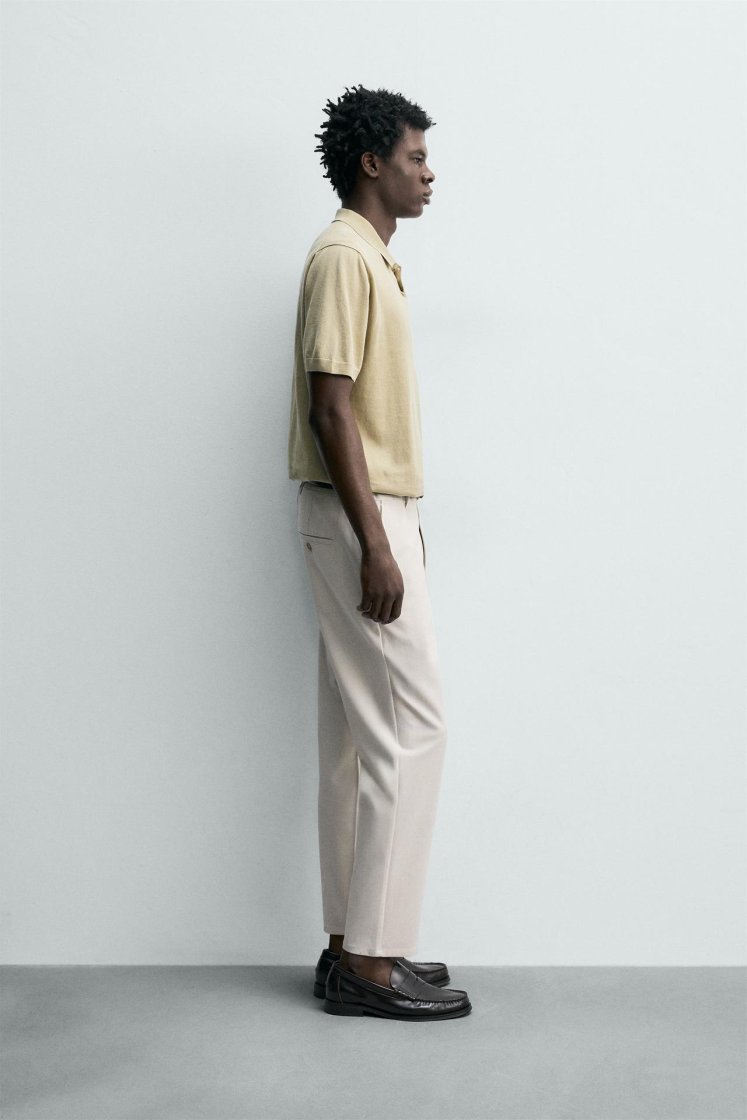 Zara Comfort Stretch Chino Trousers — Light beige