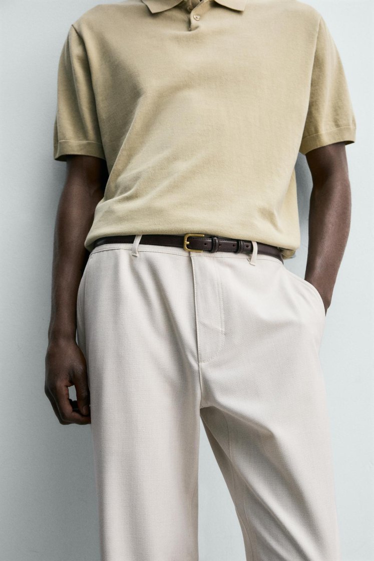 Zara Comfort Stretch Chino Trousers — Light beige