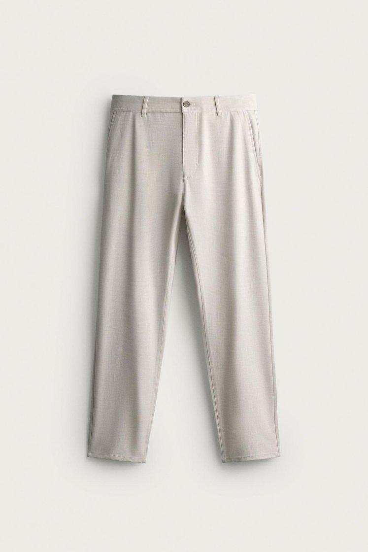 Zara Comfort Stretch Chino Trousers — Light beige