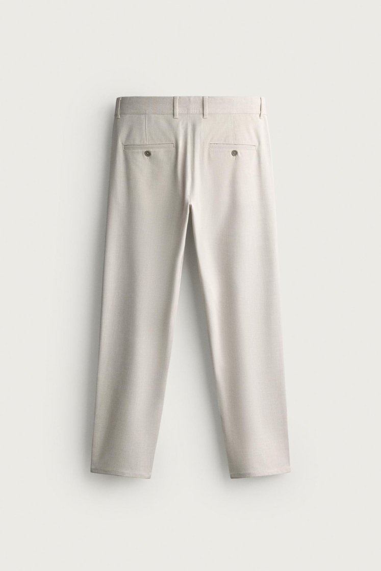 Zara Comfort Stretch Chino Trousers — Light beige