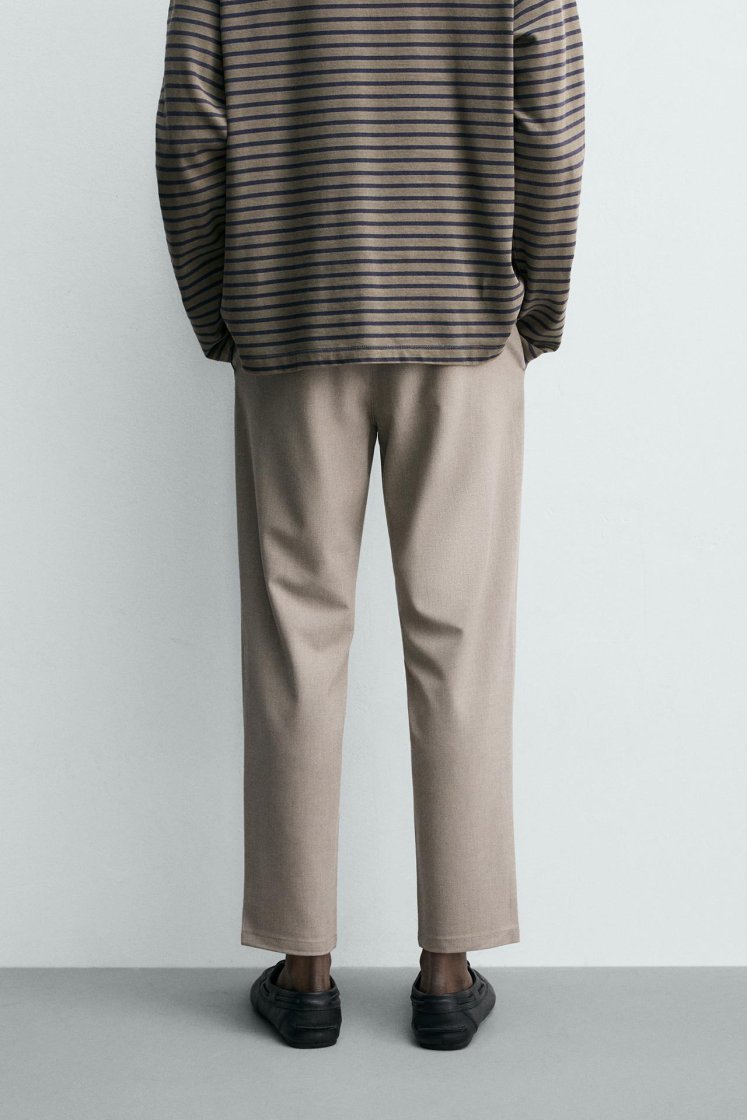 Zara Comfort Stretch Chino Trousers — Light mink