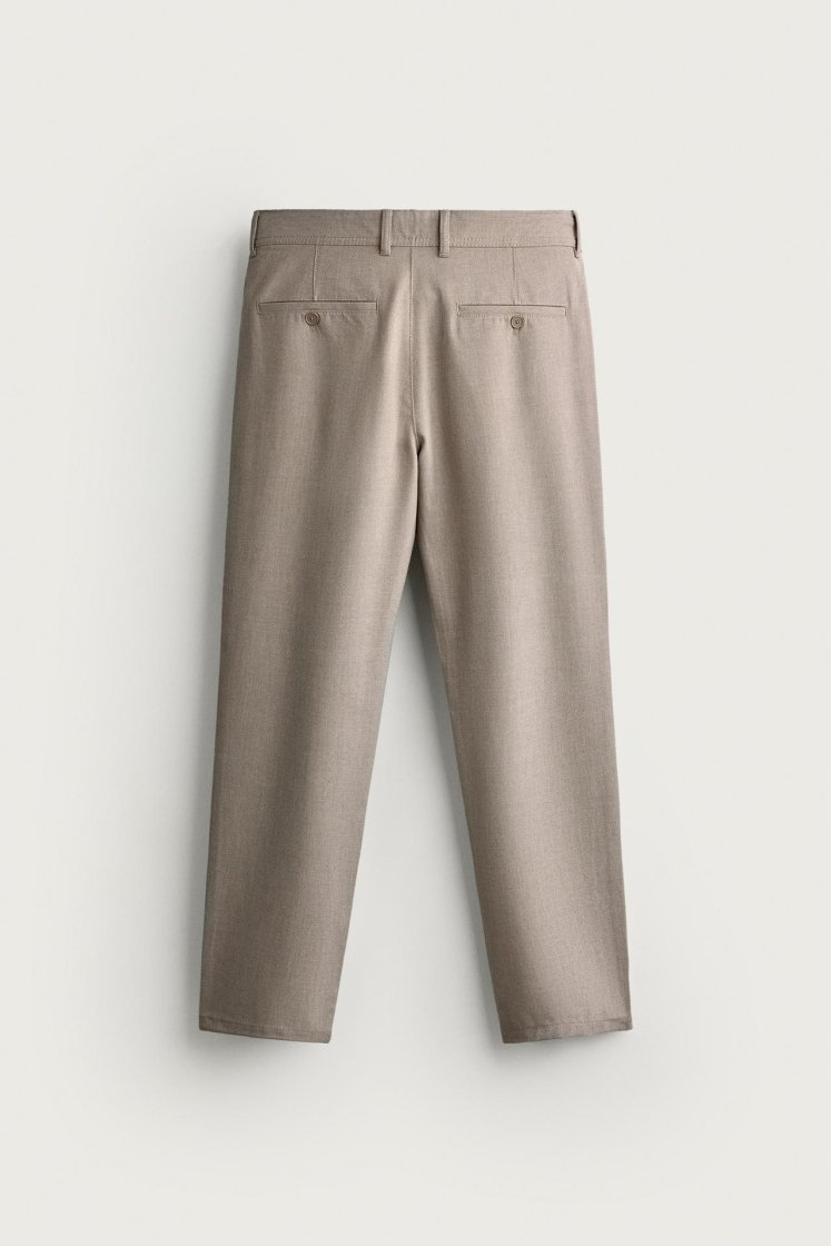 Zara Comfort Stretch Chino Trousers — Light mink