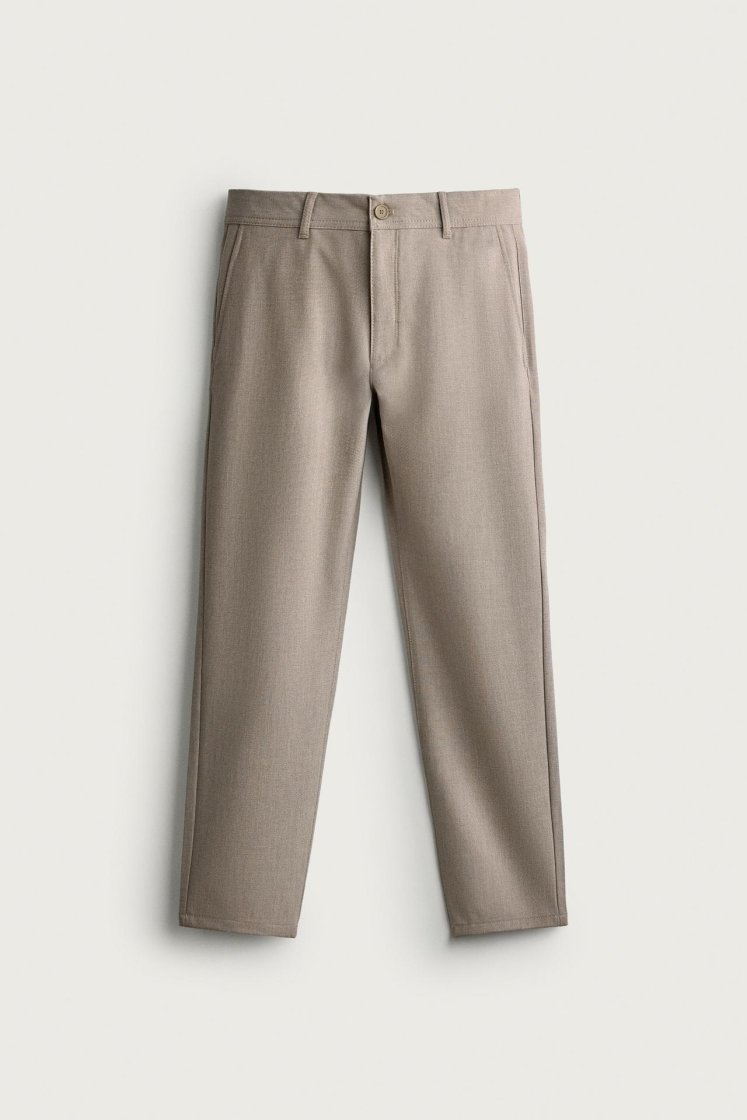 Zara Comfort Stretch Chino Trousers — Light mink