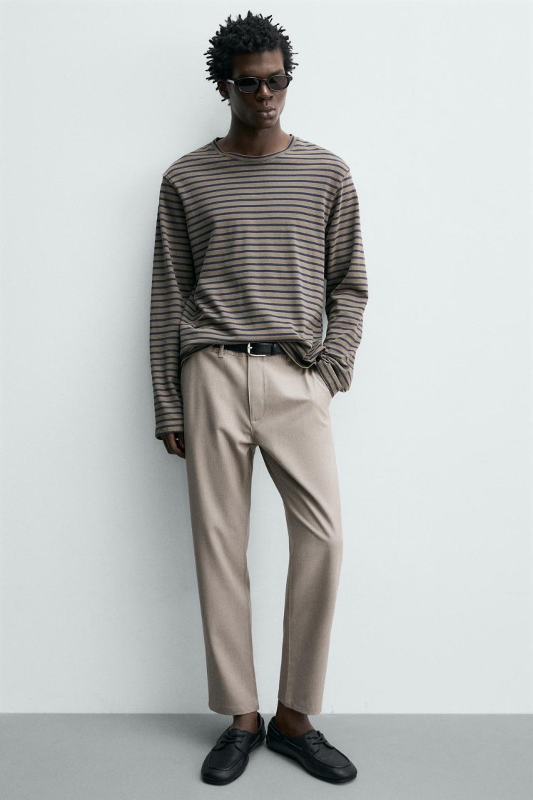Zara Comfort Stretch Chino Trousers — Light mink
