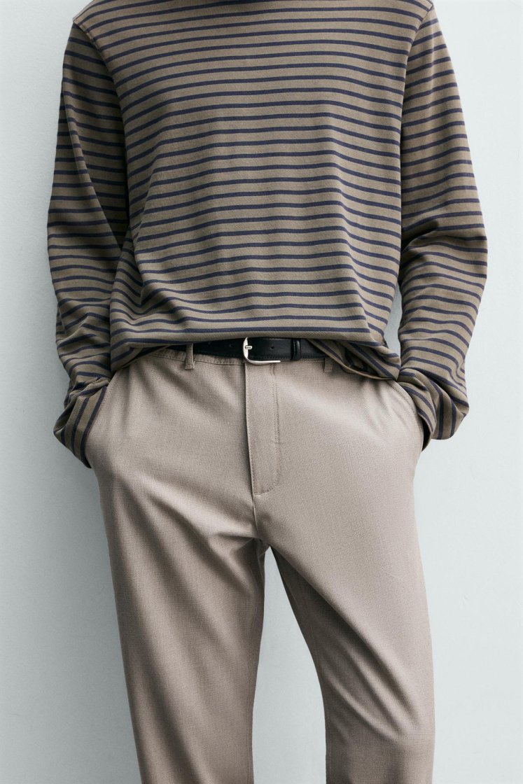 Zara Comfort Stretch Chino Trousers — Light mink