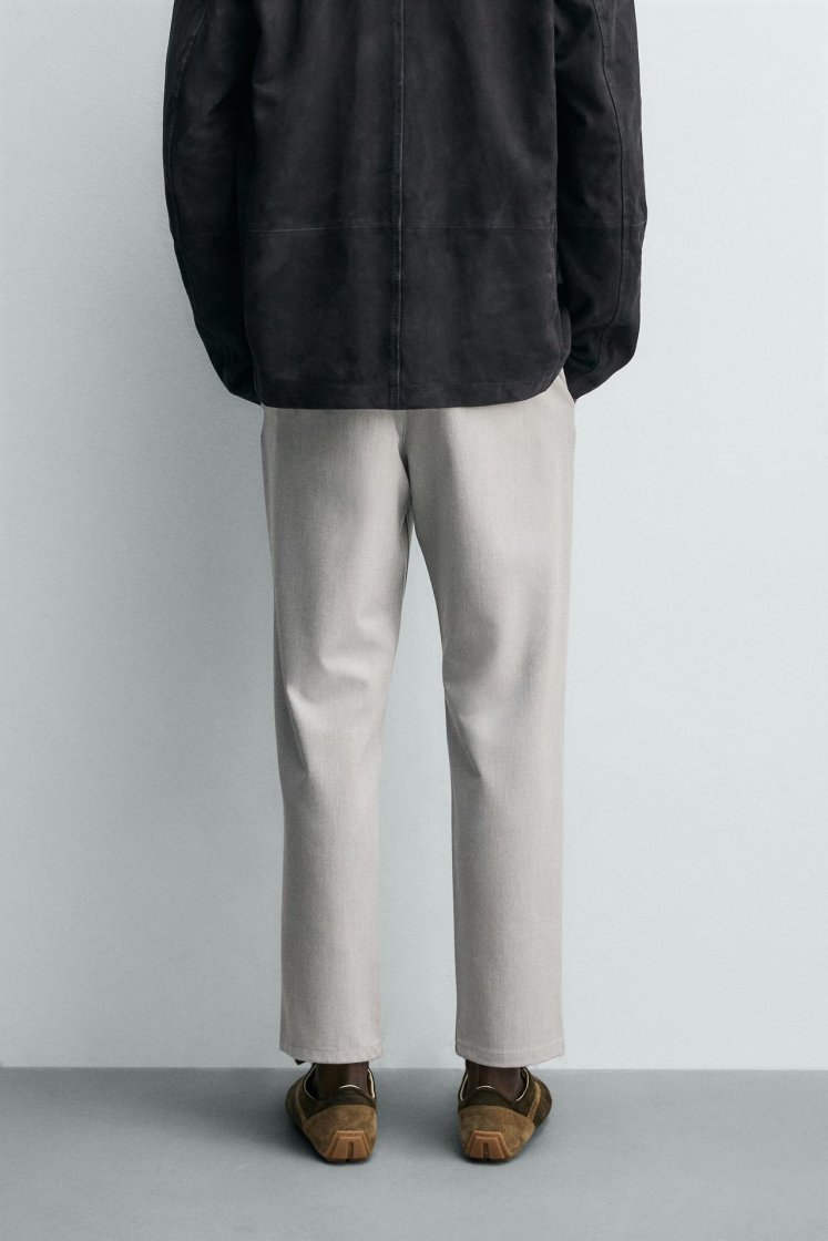 Zara Comfort Stretch Chino Trousers — Pearl grey