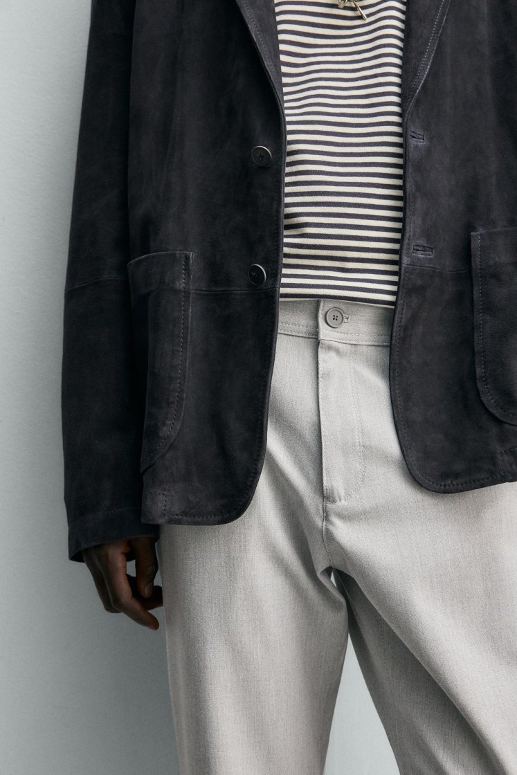 Zara Comfort Stretch Chino Trousers — Pearl grey