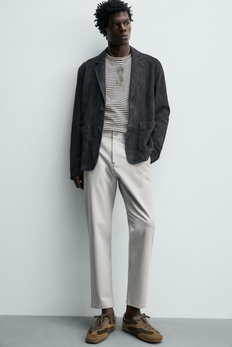 Zara Comfort Stretch Chino Trousers — Pearl grey