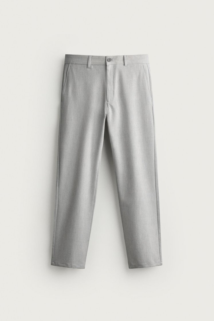 Zara Comfort Stretch Chino Trousers — Pearl grey