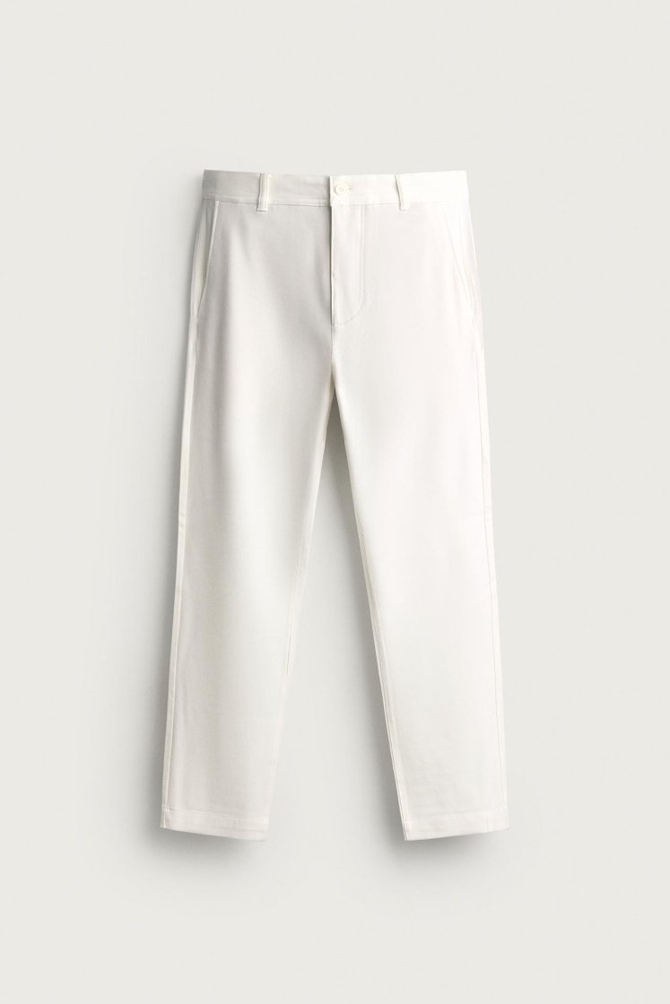 Zara Comfort Stretch Chino Trousers — White