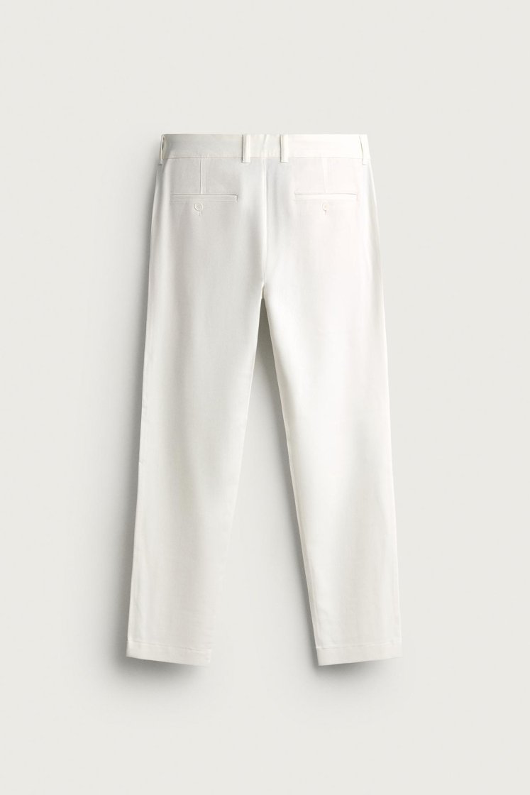 Zara Comfort Stretch Chino Trousers — White